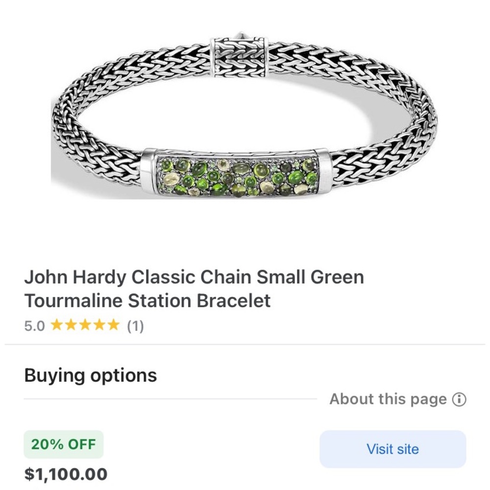 John Hardy Classic Chain green tourmaline bracelet